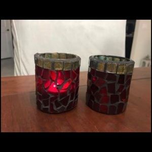 Red Mosaic Votive Holders